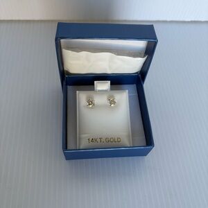 14K Gold Stud Crystal Earrings